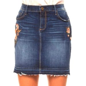 Embroidered Denim Skirt
